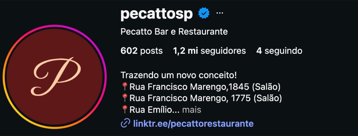 Perfil do Instagram @pecattosp — 1,2 mi seguidores