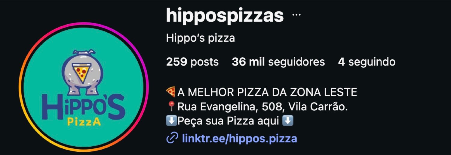 Perfil do Instagram @hippospizzas