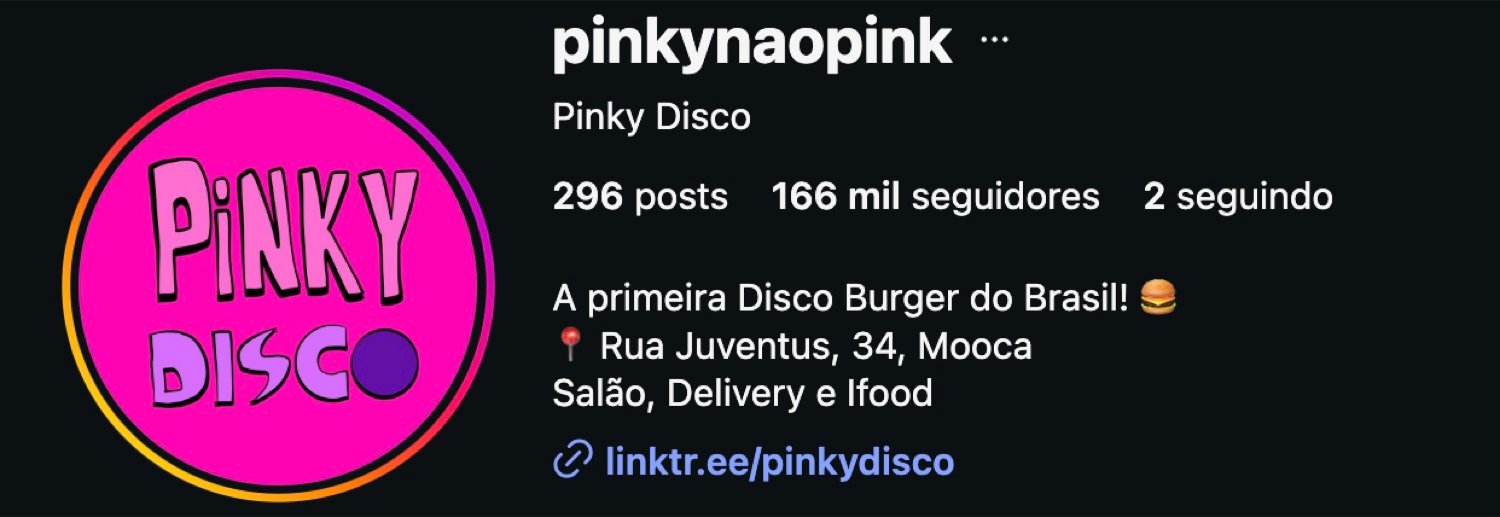 Perfil do Instagram @pinkynaopink
